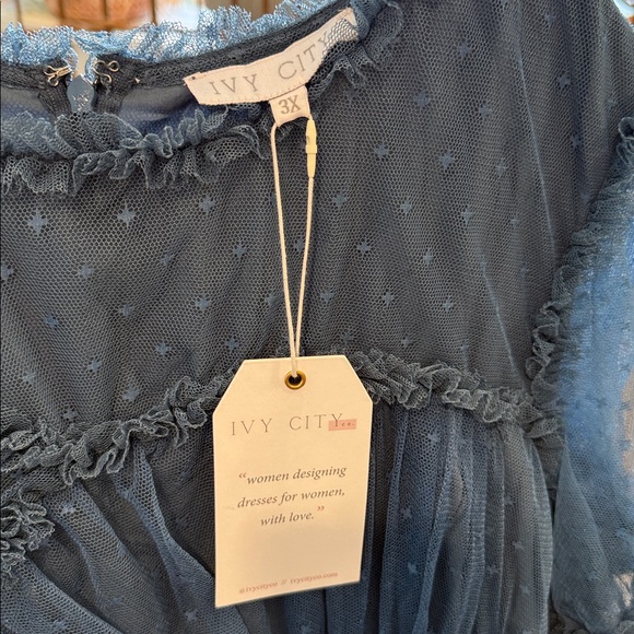IVY CITY CO NWT slate blue LONG whimsical tulle party dress 3X - Picture 4 of 4